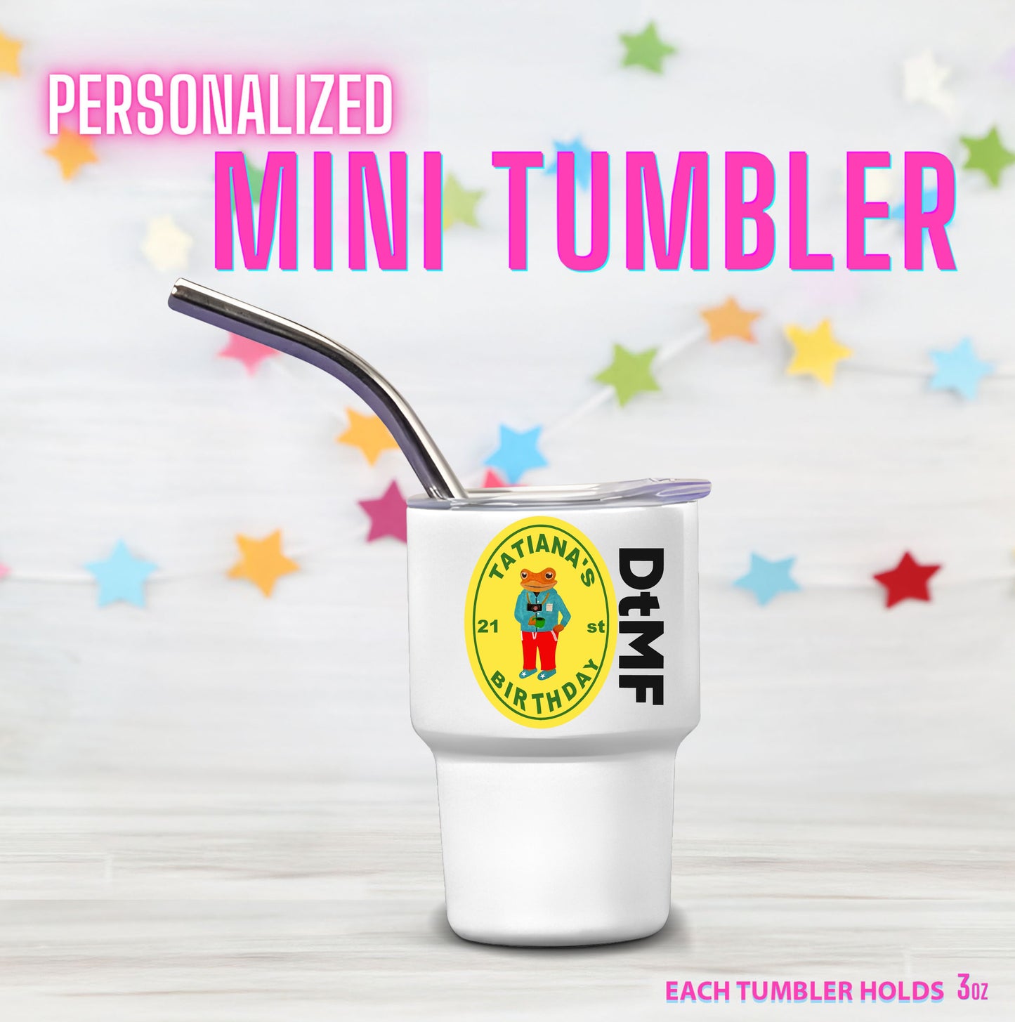 Personalized Mini Stainless Steel Tumbler Shot Glass with lid, straw, Custom, Funny, and Personalized Options. Great gift ideas for Weddings, bachelorette Parties, milestone birthdays, friend trip, or other occasions. conejo malo, dtmf, concho benito, Bad Bunny