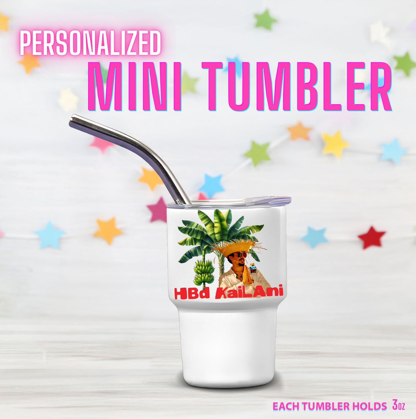 Personalized Mini Stainless Steel Tumbler Shot Glass with lid, straw, Custom, Funny, and Personalized Options. Great gift ideas for Weddings, bachelorette Parties, milestone birthdays, friend trip, or other occasions. conejo malo, dtmf, concho benito, Bad Bunny
