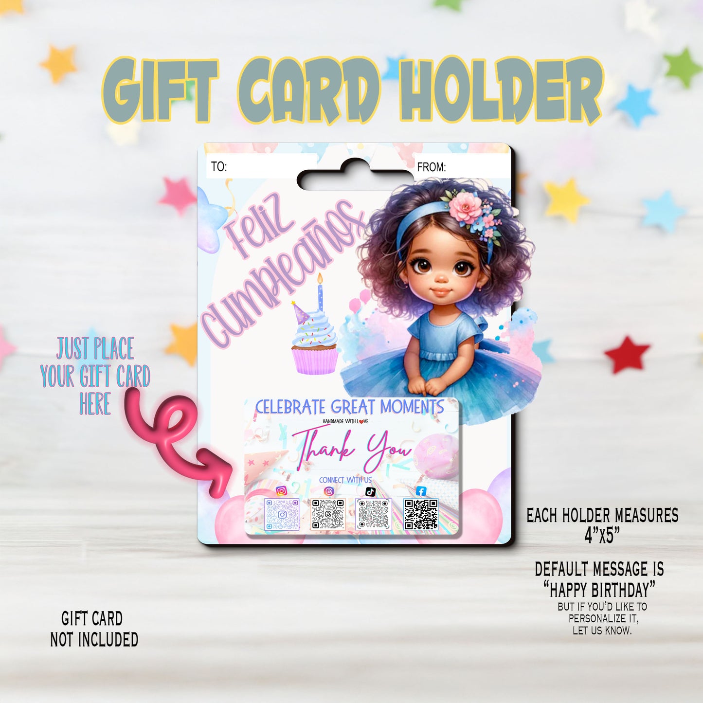 Nina Feliz Cumpleanos Birthday Girl Gift Card Money Card Holder, Happy Birthday Card, Gift Card Holder for birthday Custom & Personalized birthday Card Gift, Gift Card