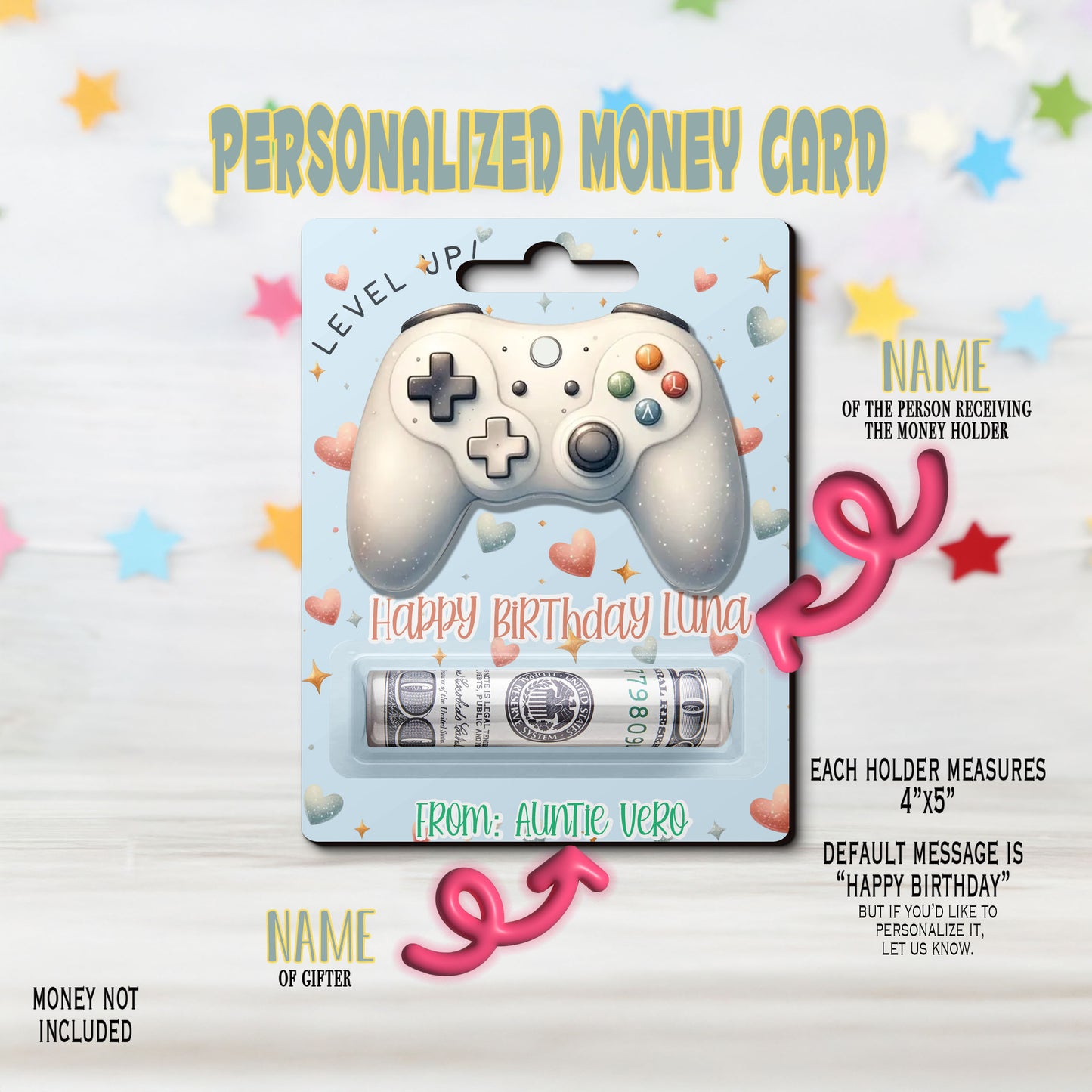 Gamer Birthday Gift Card Money Card Holder, Happy Birthday Card, Gift Card Holder for birthday Custom & Personalized birthday Card Gift, Gift Card