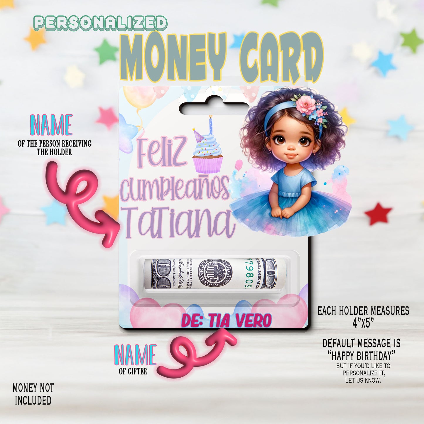 Nina Feliz Cumpleanos Birthday Girl Gift Card Money Card Holder, Happy Birthday Card, Gift Card Holder for birthday Custom & Personalized birthday Card Gift, Gift Card