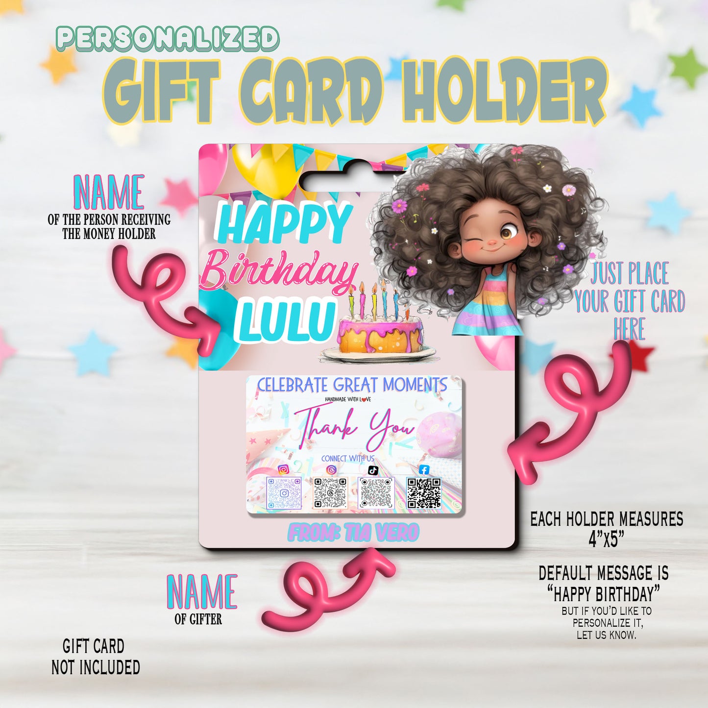 Birthday Girl Gift Card Money Card Holder, Happy Birthday Card, Gift Card Holder for birthday Custom & Personalized birthday Card Gift, Gift Card