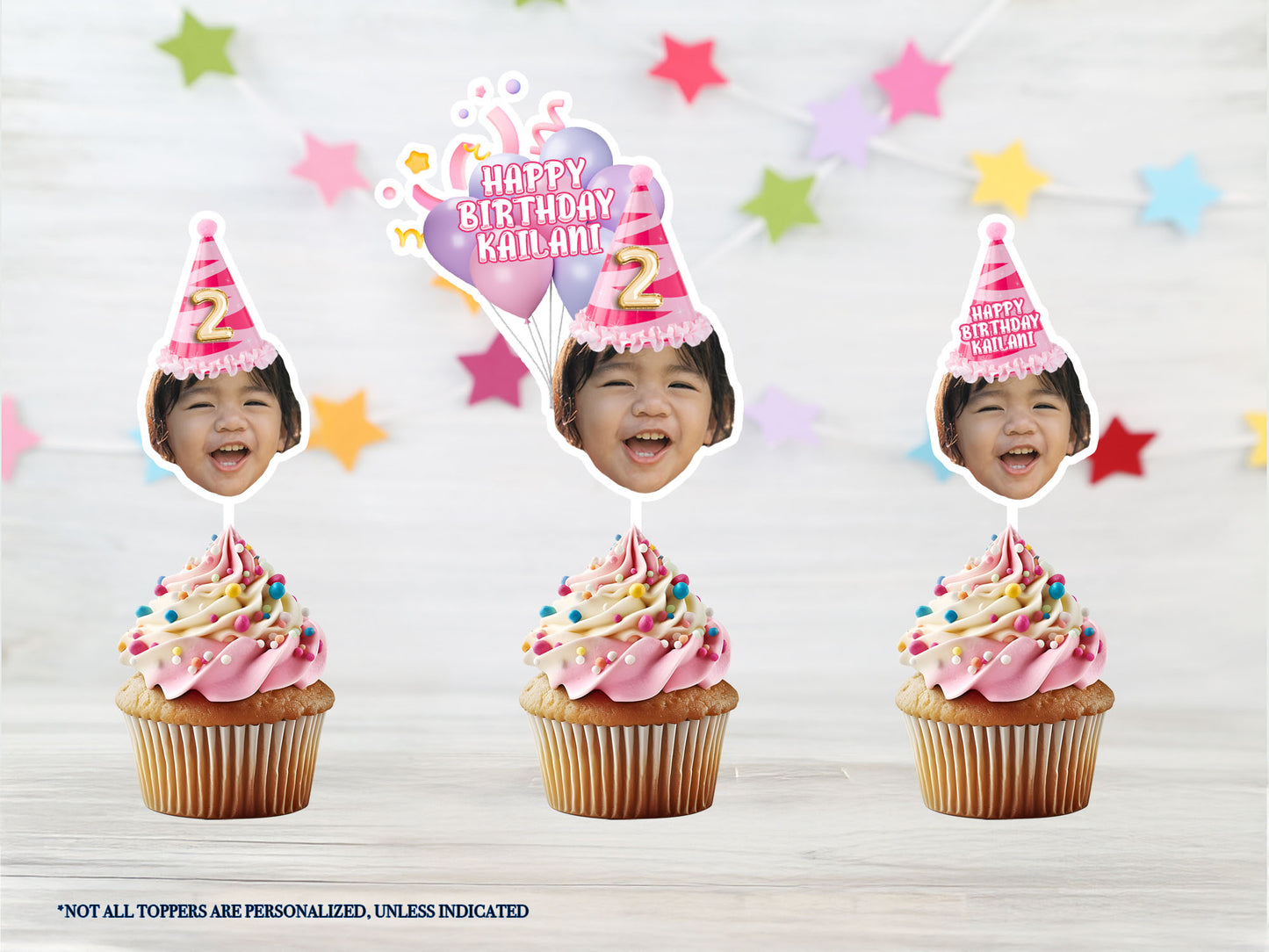 12PCS Single or Double Sided Personalized Photo Cupcake Toppers, Personalized Cupcake Toppers, Cake topper, Custom Personalized face cupcake toppers, face on a stick