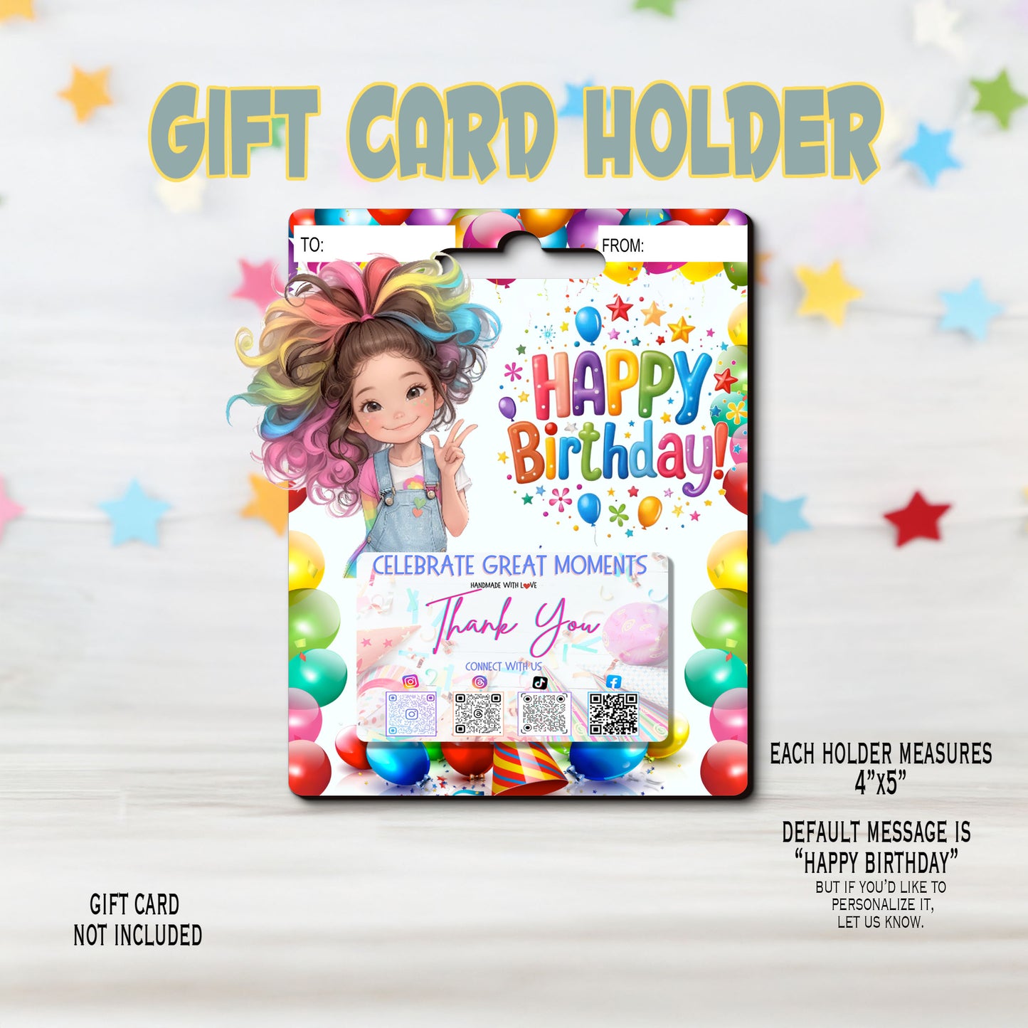 Birthday Girl Gift Card Money Card Holder, Happy Birthday Card, Gift Card Holder for birthday Custom & Personalized birthday Card Gift, Gift Card Rainbow