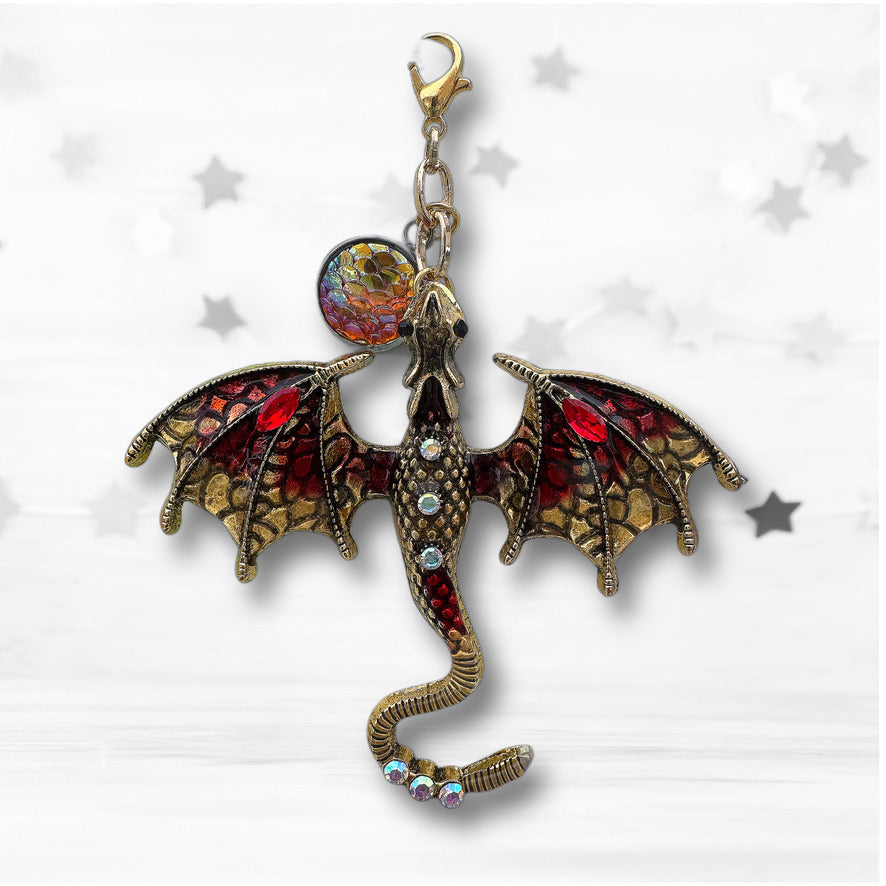 Mythical Dragon Metal Charm Keychain or Bag Charm