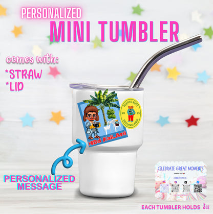 Personalized Mini Stainless Steel Tumbler Shot Glass with lid, straw, Custom, Funny, and Personalized Options. Great gift ideas for Weddings, bachelorette Parties, milestone birthdays, friend trip, or other occasions. conejo malo, dtmf, concho benito, Bad Bunny
