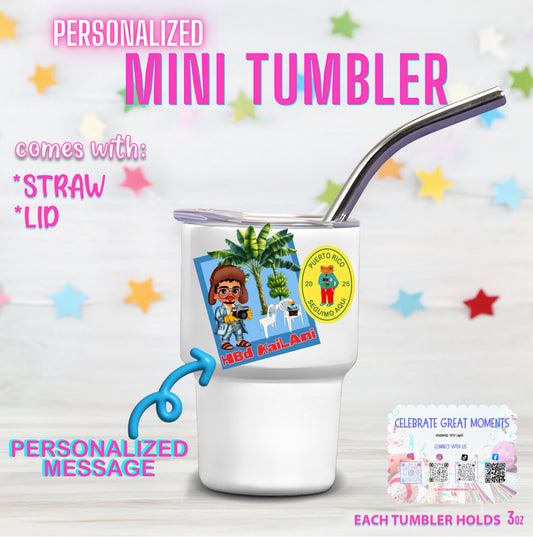 Personalized Mini Stainless Steel Tumbler Shot Glass with lid, straw, Custom, Funny, and Personalized Options. Great gift ideas for Weddings, bachelorette Parties, milestone birthdays, friend trip, or other occasions. conejo malo, dtmf, concho benito, Bad Bunny