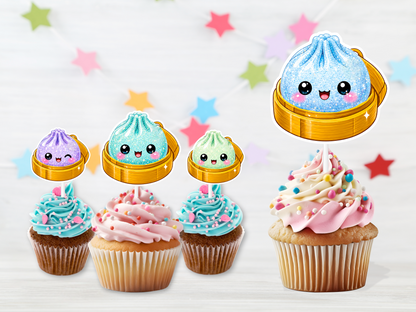 Custom Dumpling Cupcake Toppers with Name & Message 12PCS