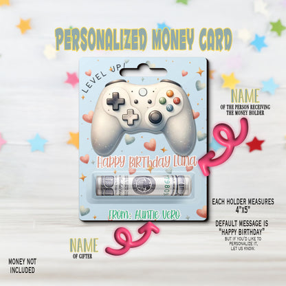 Gamer Birthday Gift Card Money Card Holder, Happy Birthday Card, Gift Card Holder for birthday Custom & Personalized birthday Card Gift, Gift Card
