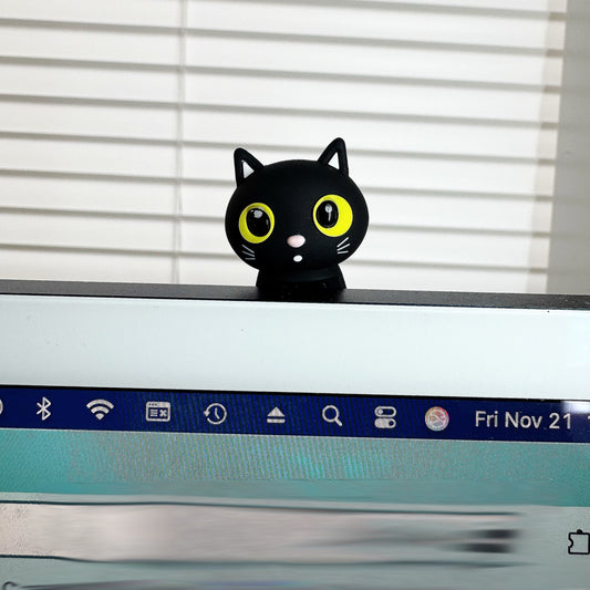 Black Cat Hipper Charm - Universal Ledge Sitter - Hipper Black Cat Clip Buddy- Miniature Monitor & Dashboard Accent- Peeker Charm