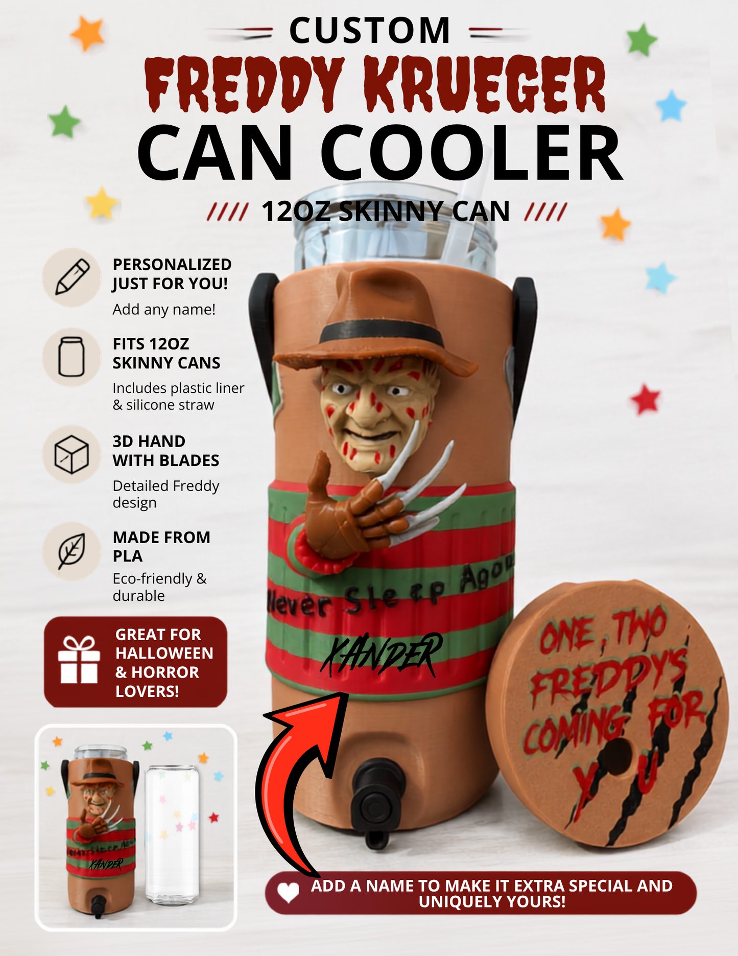 Halloween Horror Skinny Can Holder | Energy Drink Holder Drink Sleeve