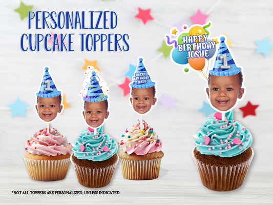 12PCS Single or Double Sided Personalized Photo Cupcake Toppers, Personalized Cupcake Toppers, Cake topper, Custom Personalized face cupcake toppers, face on a stick