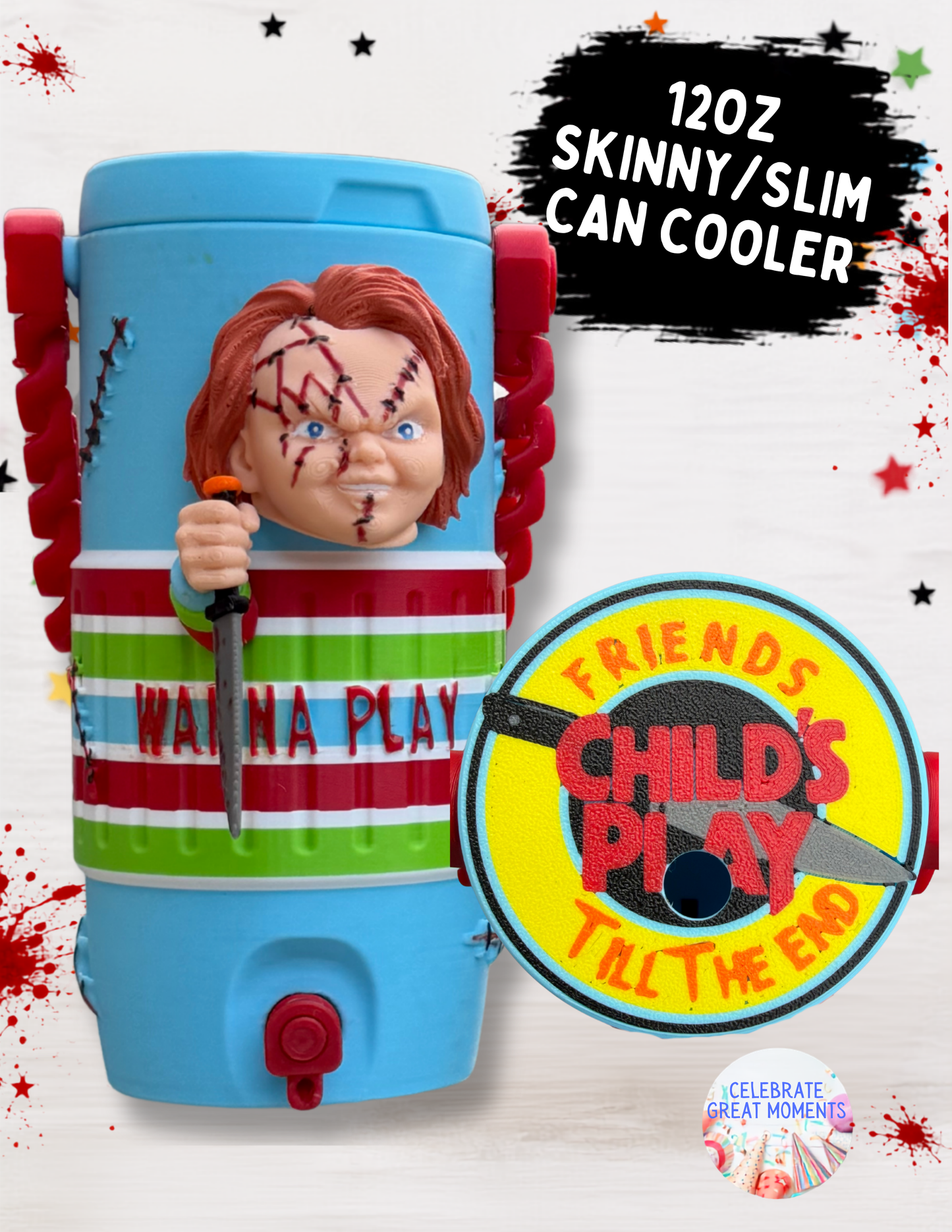 Halloween Horror Skinny Can Holder | Energy Drink Holder Drink Sleeve