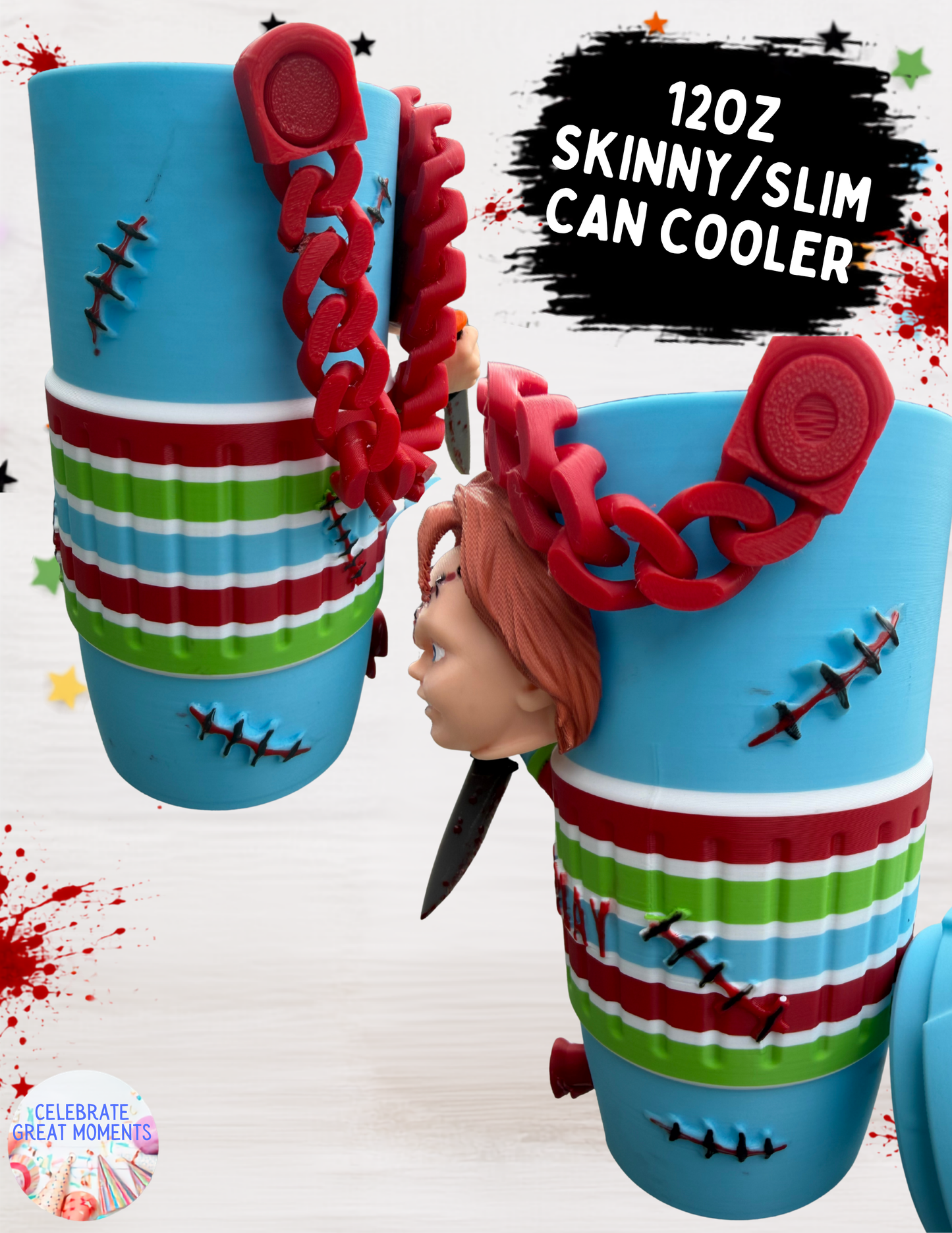 Halloween Horror Skinny Can Holder | Energy Drink Holder Drink Sleeve
