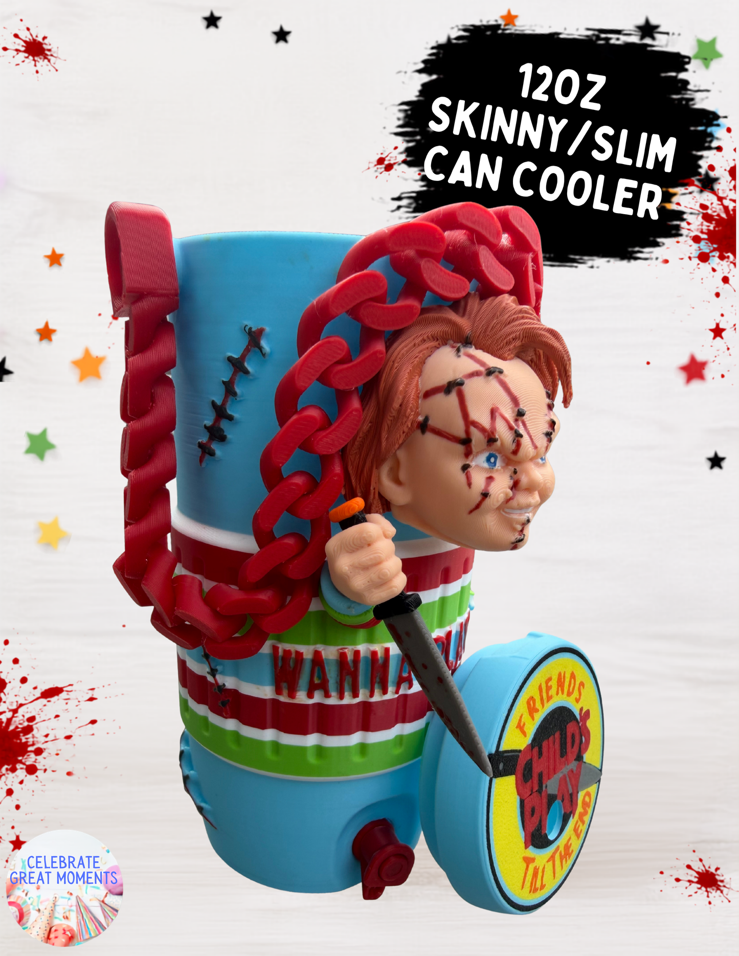 Halloween Horror Skinny Can Holder | Energy Drink Holder Drink Sleeve