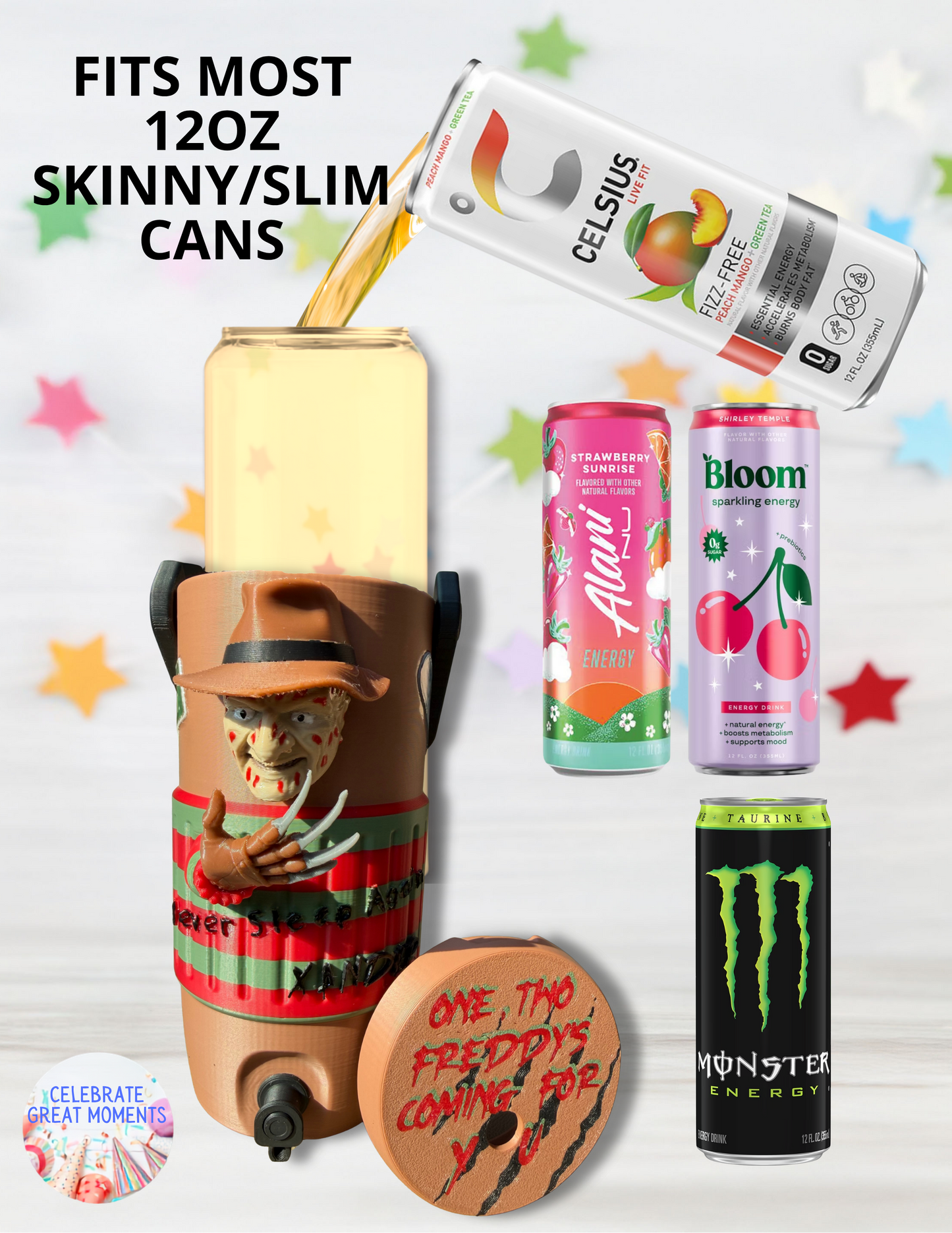 Halloween Horror Skinny Can Holder | Energy Drink Holder Drink Sleeve