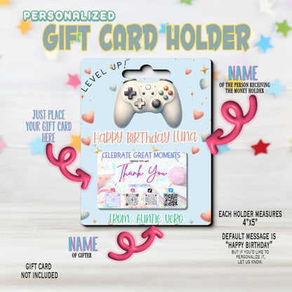 Gamer Birthday Gift Card Money Card Holder, Happy Birthday Card, Gift Card Holder for birthday Custom & Personalized birthday Card Gift, Gift Card