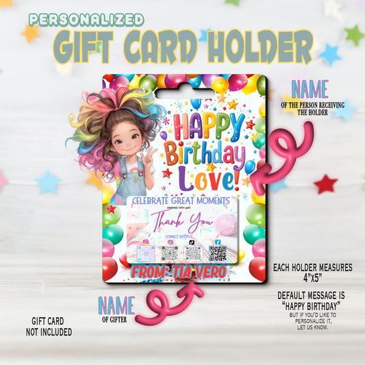 Birthday Girl Gift Card Money Card Holder, Happy Birthday Card, Gift Card Holder for birthday Custom & Personalized birthday Card Gift, Gift Card Rainbow