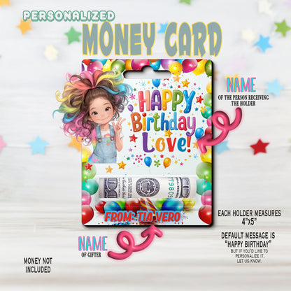 Birthday Girl Gift Card Money Card Holder, Happy Birthday Card, Gift Card Holder for birthday Custom & Personalized birthday Card Gift, Gift Card Rainbow