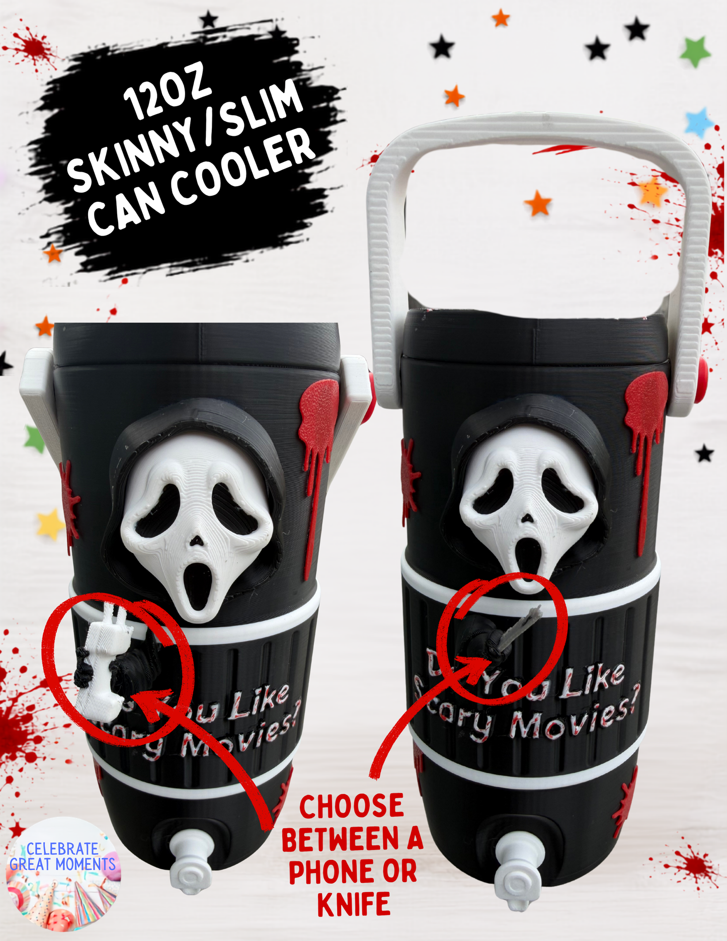 Halloween Horror Skinny Can Holder | Energy Drink Holder Drink Sleeve